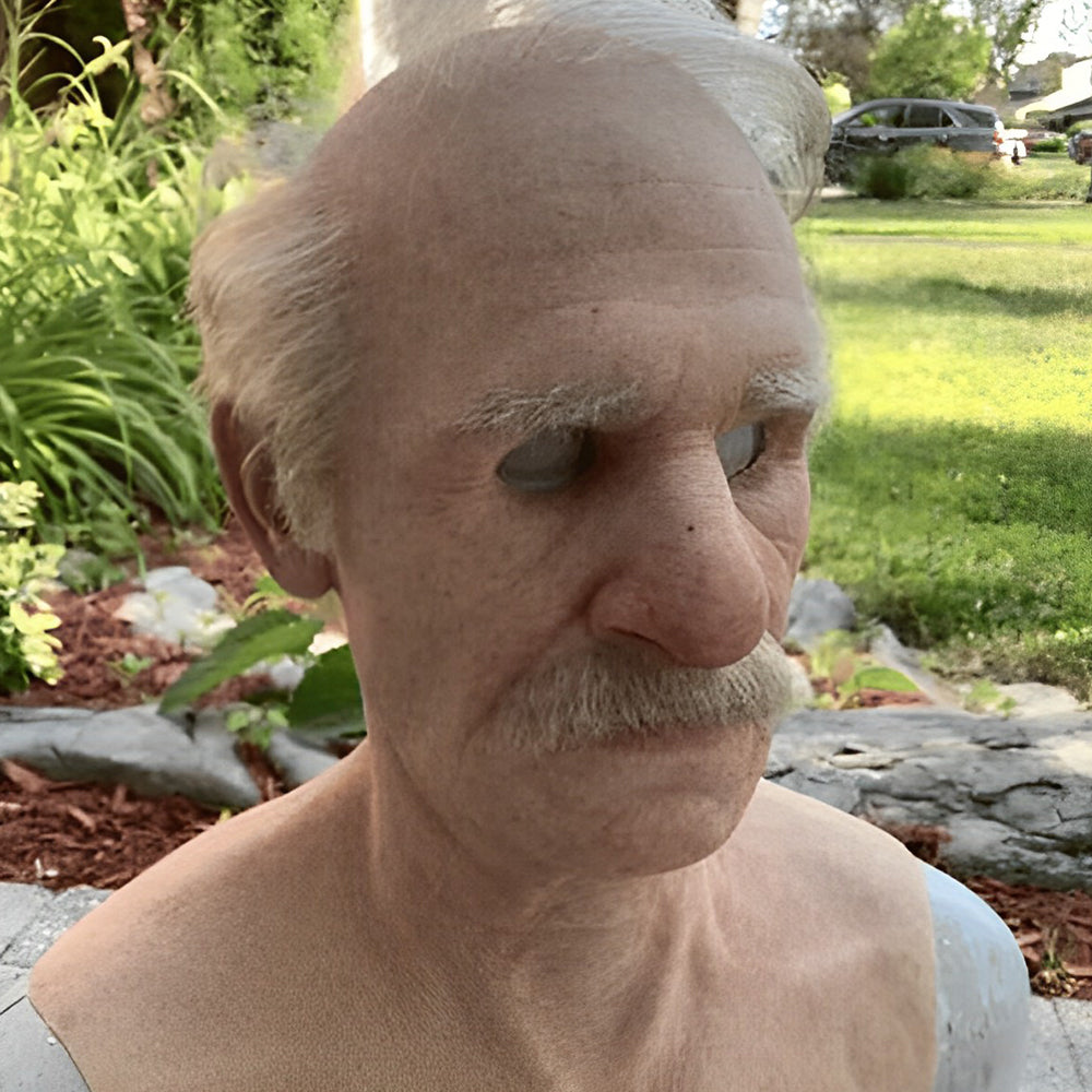 Realistyczna Maska Starego Człowieka – Maska Lateksowa na Halloween i Cosplay z Ruchomą Mundą