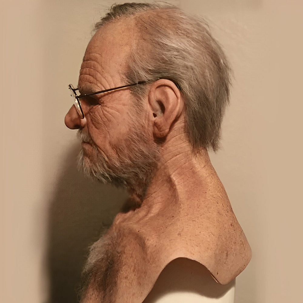 Realistyczna Maska Starego Człowieka – Maska Lateksowa na Halloween i Cosplay z Ruchomą Mundą