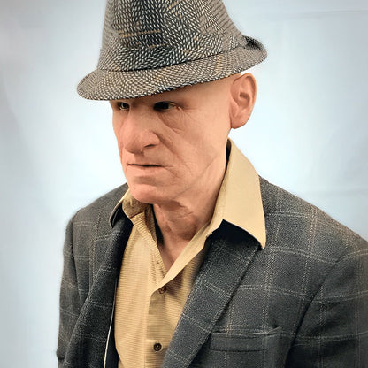 Realistyczna Maska Starego Człowieka – Maska Lateksowa na Halloween i Cosplay z Ruchomą Mundą