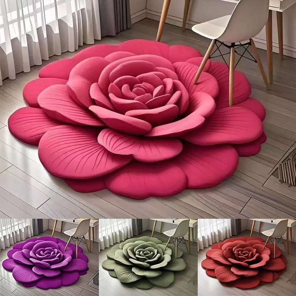 RoseAura | Elegancka 3D-mata łazienkowa z płatkami róż, miękka mata antypoślizgowa