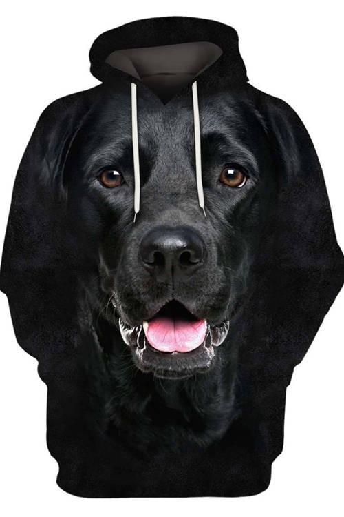 Unisex Hoodie dla psów | Labrador Retriever Czarny z Otwartą Paszczą