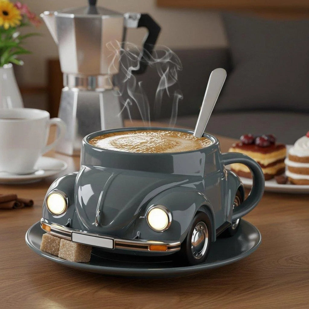 BeetleCup | Beetle Car ceramiczny kubek do kawy – Unikalny kubek do herbaty i kawy 3D w kształcie samochodu