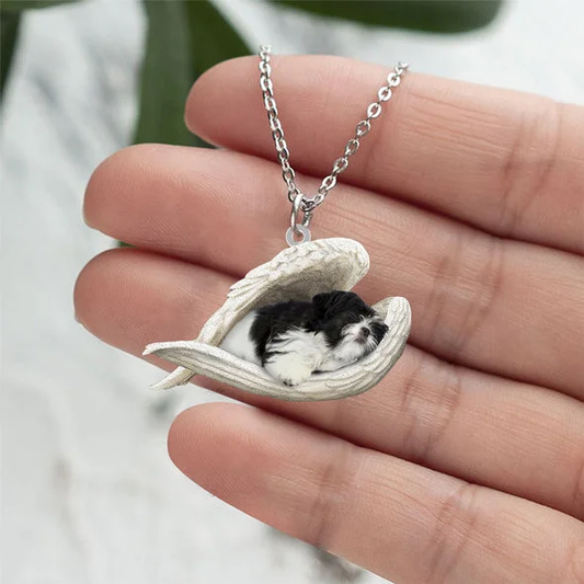 Echte Liefde | Slapende Zwart en Wit shih tzu Ketting