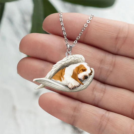 Prawdziwa Miłość | Śpiący Basset Hound Angielski Naszyjnik