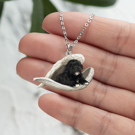 Prawdziwa Miłość | Śpiący Czarny Shih Tzu Naszyjnik
