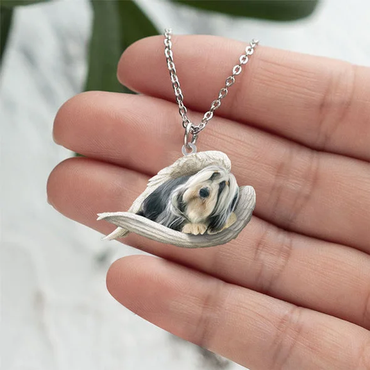 Prawdziwa Miłość | Śpiący Bearded Collie Naszyjnik